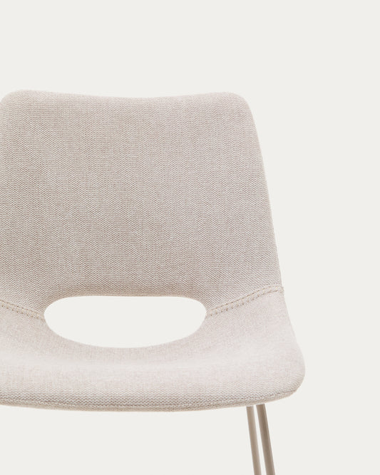 Chaise Zahara beige et pieds en acier beige FSC 100%