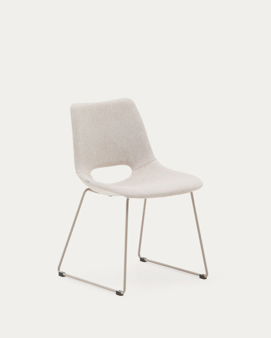 Chaise Zahara beige et pieds en acier beige FSC 100%