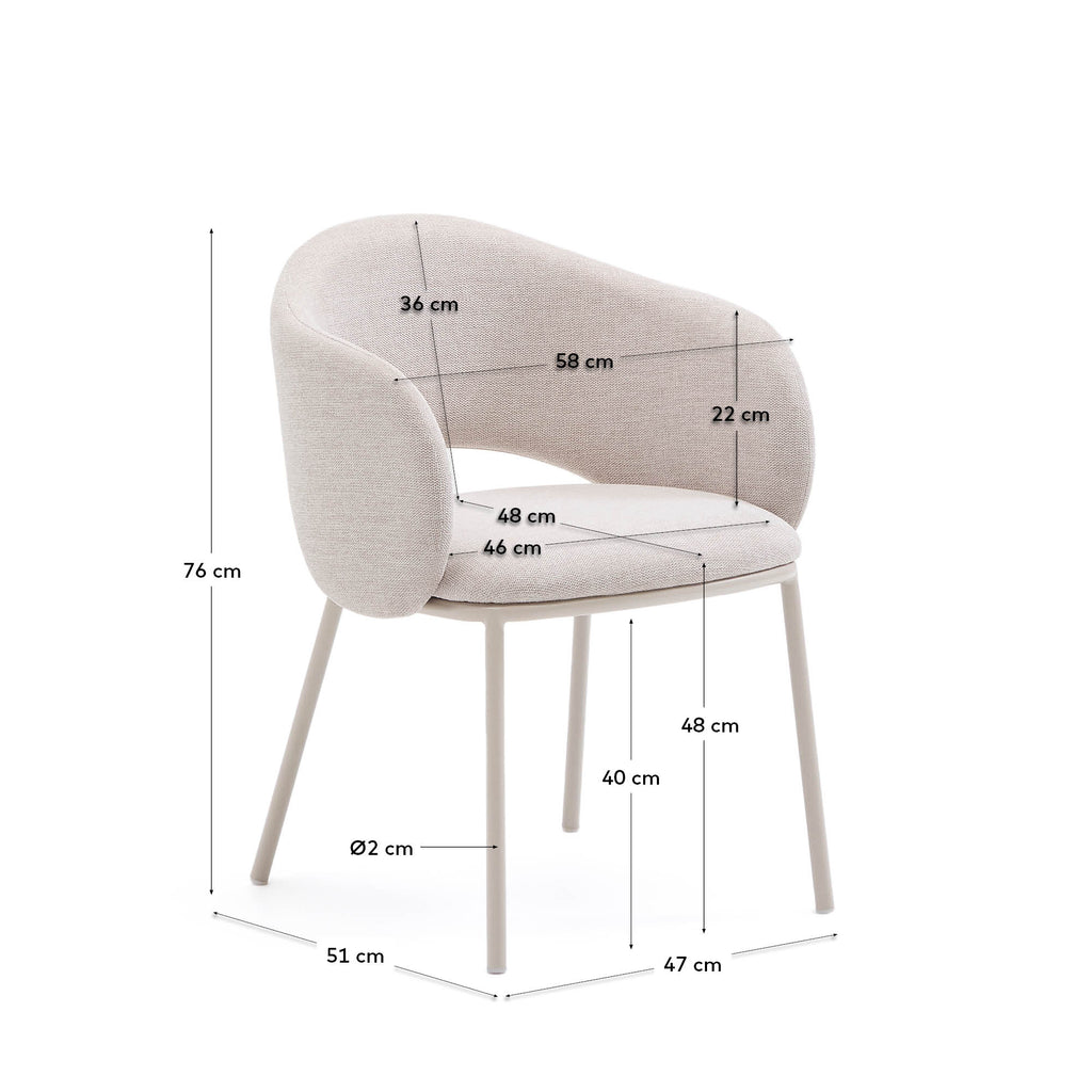 Maina chair in beige and steel legs in a beige finish, FSC Mix Credit