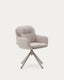 Lexa swivel chair in beige chenille and steel legs in a beige finish