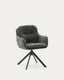 Chaise pivotante Lexa en tissu chenille vert et pieds en acier finition verte