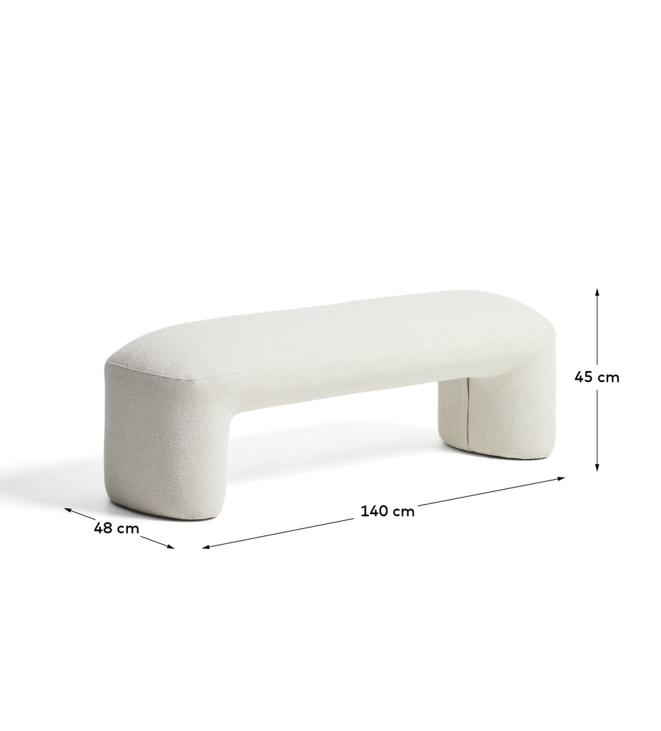Banc Alira en chenille beige 140 cm FSC Mix Credit