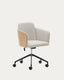 Chaise de bureau Madai en chenille beige et placage de frêne avec finition ton naturel FSC Mix Credit