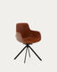 Chaise pivotante à retour automatique Tissiana en polyuréthane marron et acier noir mat