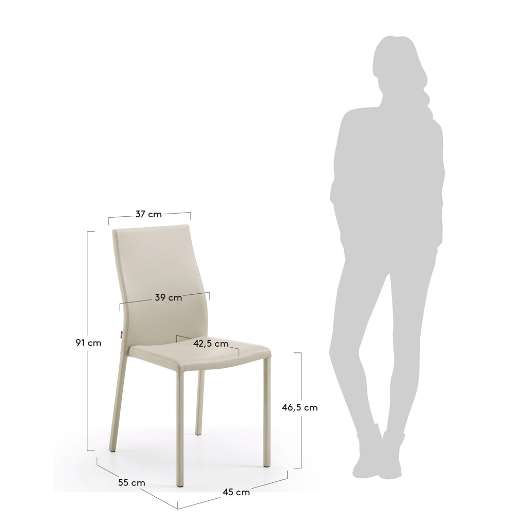 Abelle faux leather chair in beige steel