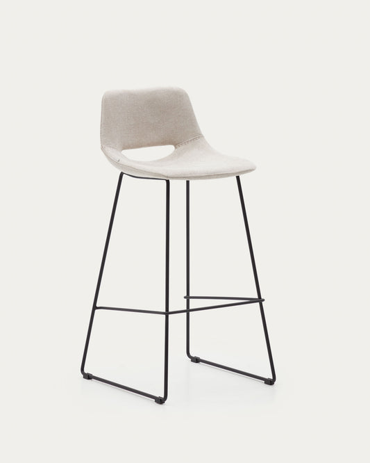 Tabouret Zahara beige et acier noir hauteur 76 cm FSC 100%