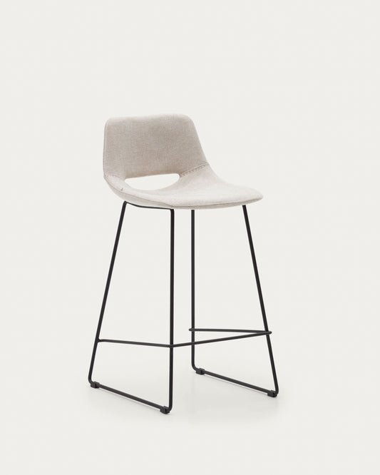 Tabouret Zahara beige et acier noir hauteur 65 cm FSC 100%