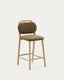 Tabouret Helda en chenille verte et bois de chêne FSC Mix Credit 65 cm