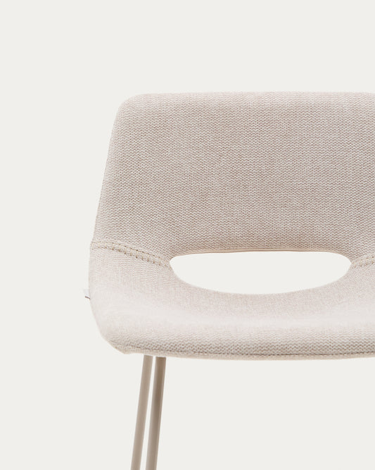 Tabouret Zahara beige et acier beige hauteur 65 cm FSC 100%