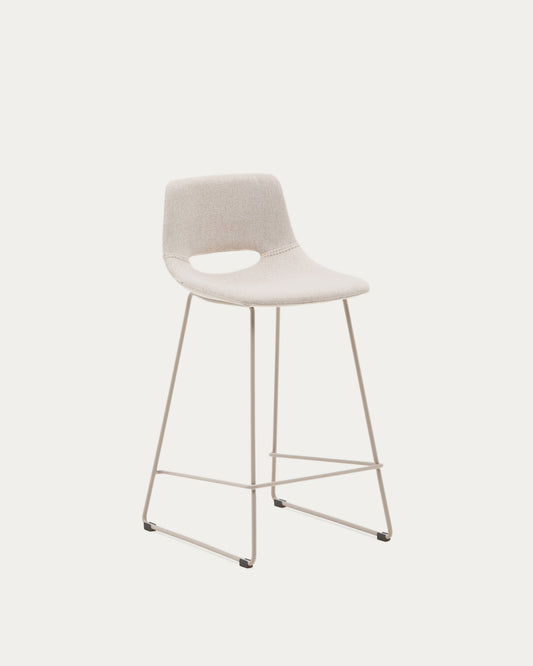 Tabouret Zahara beige et acier beige hauteur 65 cm FSC 100%