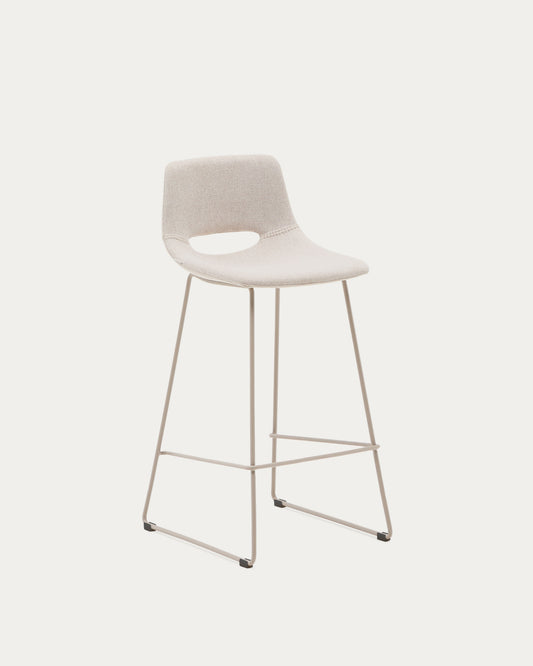 Tabouret Zahara beige et acier beige hauteur 76 cm FSC 100%