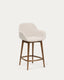 Tabouret Konna beige et pieds en bois de frêne finition foncée 65 cm