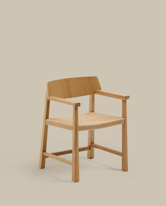 Chaise Idun en bois de chêne avec finition ton naturel FSC Mix Credit et assise en corde