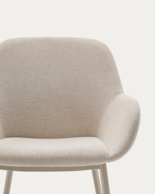 Chaise Konna beige et pieds en acier finition beige