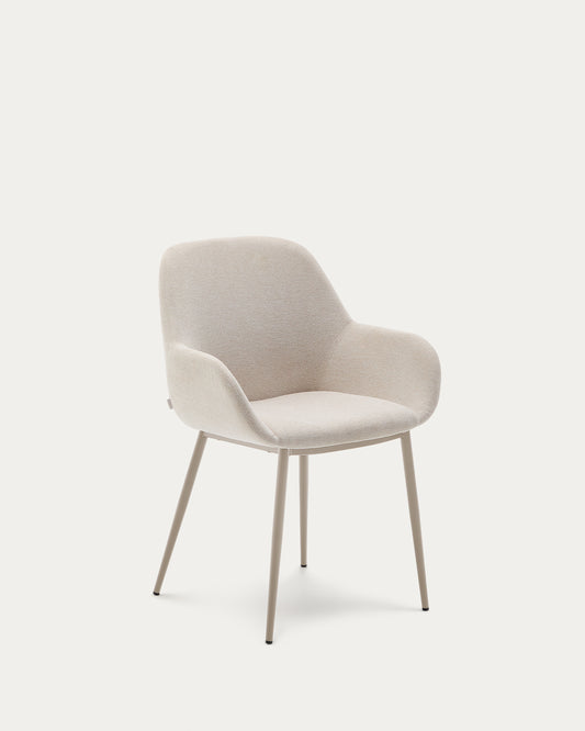 Chaise Konna beige et pieds en acier finition beige