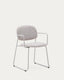 Meli chair with armrests in beige chenille with beige metal structure FSC Mix Credit
