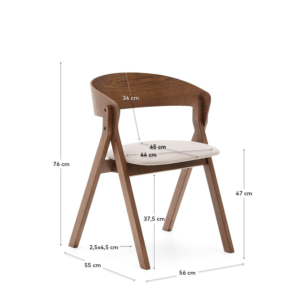 Chaise Godia en placage de frêne finition wengé et tissu chenille beige