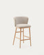 Tabouret Ciselia chenille beige et bois de frêne finition ton naturel FSC Mix Credit 65 cm