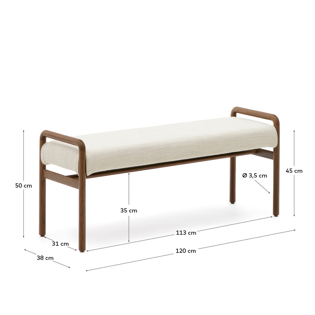 Banc Macaret déhoussable en bois de chêne finition noyer 120 cm FSC Mix Credit