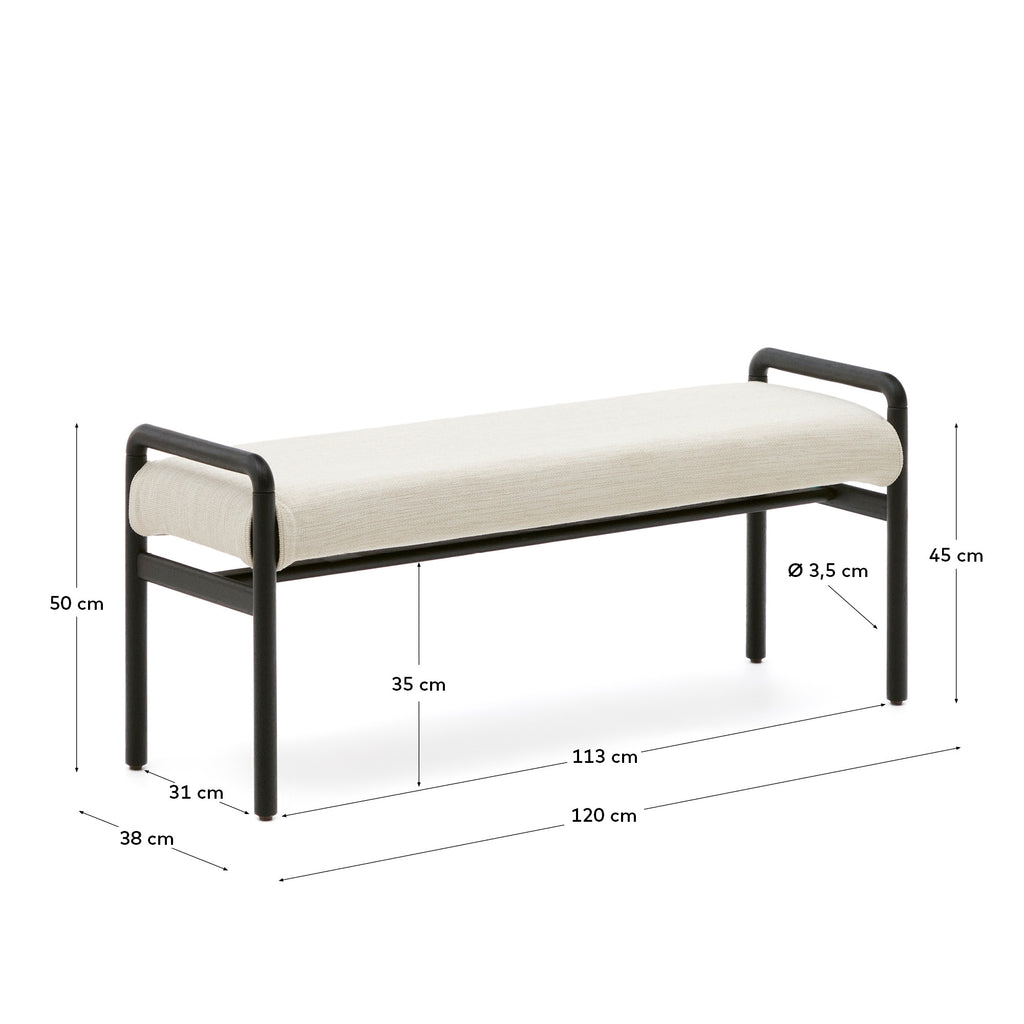 Banc Macaret déhoussable en bois de chêne finition noire 120 cm FSC Mix Credit