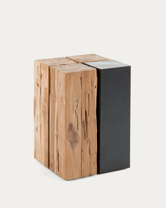 Table d'appoint Kwango en bois de teck et métal 29 x 45 cm