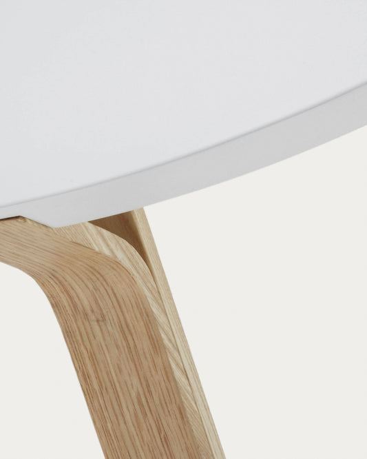 Table basse Dilos en frêne et laqué blanc Ø 90 cm