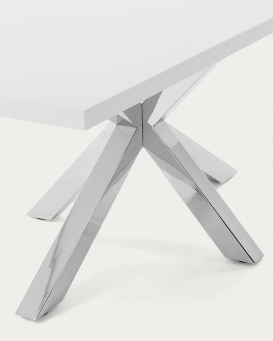 Table Argo en mélaminé finition blanche et pieds en acier inoxydable 200 x 100 cm