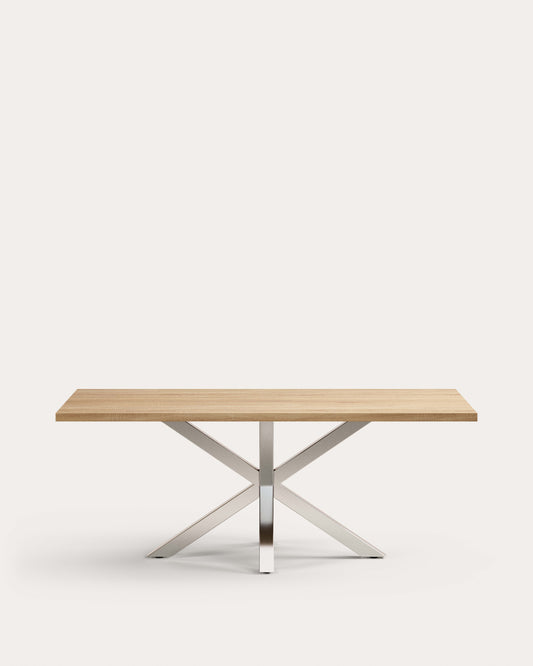 Table Argo en mélaminé finition naturelle et pieds en acier inoxydable 200 x 100 cm