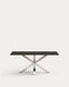Table Argo en verre noir mat et pieds en acier inoxydable 180 x 100 cm