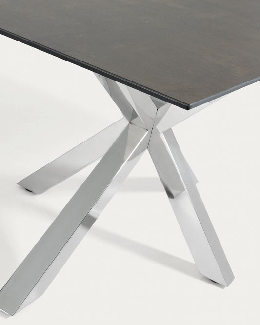 Table Argo 180x100 cm, Inox Porcelanique Iron Moss