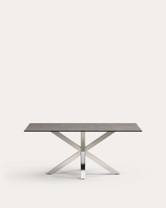 Table Argo 180x100 cm, Inox Porcelanique Iron Moss