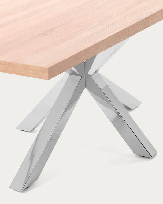 Table Argo en mélaminé finition naturelle et pieds en acier inoxydable 180 x 100 cm