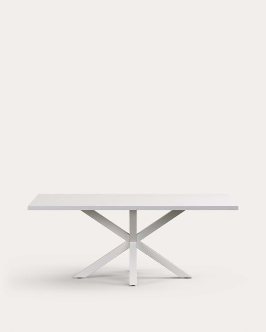 Table Argo en mélaminé finition blanche et pieds en acier finition blanche 200 x 100 cm