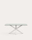 Table Argo en verre et pieds en acier finition blanche 180 x 100 cm
