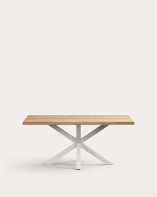 Table Argo en mélaminé finition naturelle et pieds en acier finition blanche 180 x 100 cm