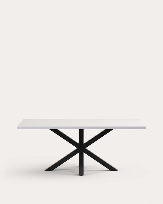 Table Argo en mélaminé finition blanche et pieds en acier finition noire 200 x 100 cm