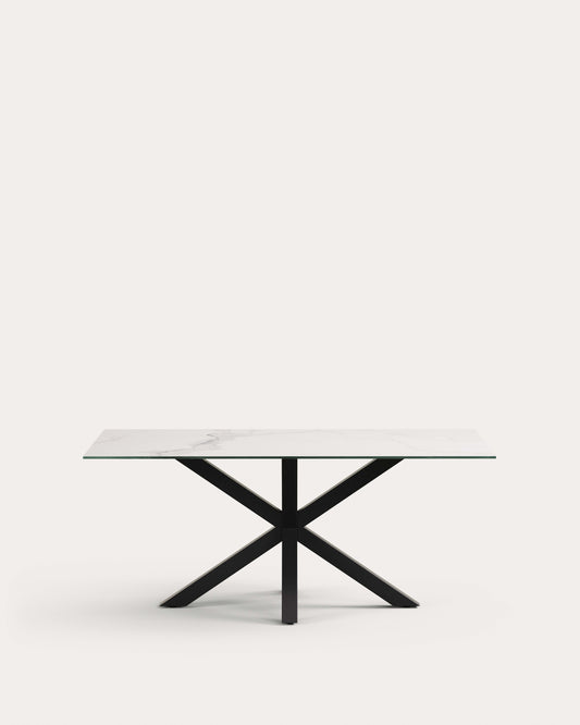 Table Argo 180 cm grès cérame pieds noir