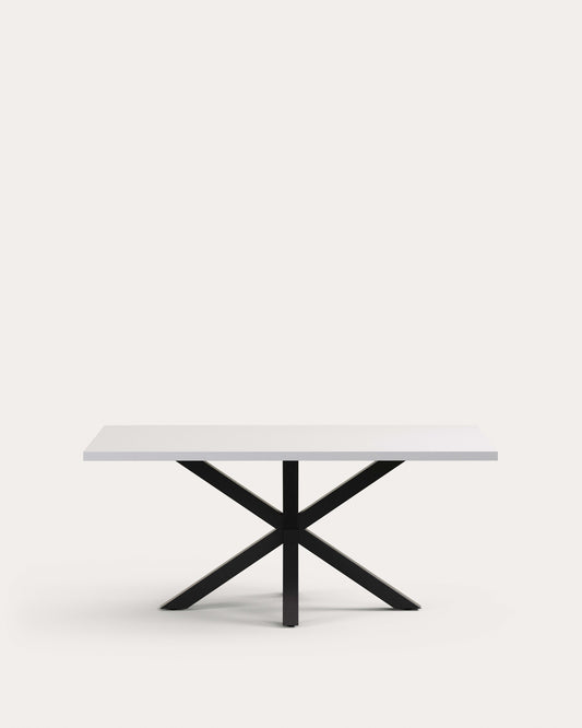 Table Argo en mélaminé finition blanche et pieds en acier finition noire 180 x 100 cm