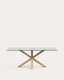 Table Argo en verre et pieds en acier effet bois 200 x 100 cm