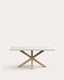 Table Argo en mélaminé finition blanche et pieds en acier effet bois 180 x 100 cm