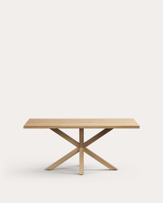 Table Argo en mélaminé finition naturelle et pieds en acier effet bois 180 x 100 cm