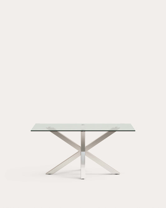 Table Argo en verre et pieds en acier inoxydable 160 x 90 cm
