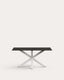 Table Argo en verre noir mat et pieds en acier finition blanche 160 x 90 cm