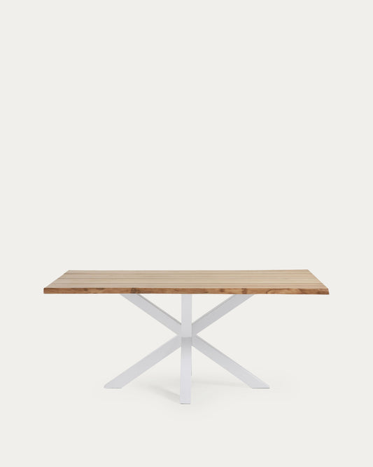 Table Argo en placage de chêne finition naturelle et pieds acier blanc 160 x 90 cm