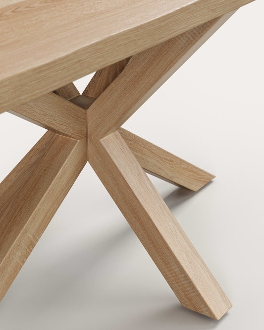 Table Argo en plaqué chêne blanchi et pieds en acier effet bois 160 x 90 cm