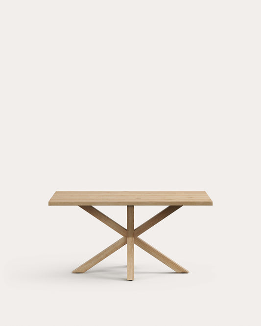 Table Argo en plaqué chêne blanchi et pieds en acier effet bois 160 x 90 cm