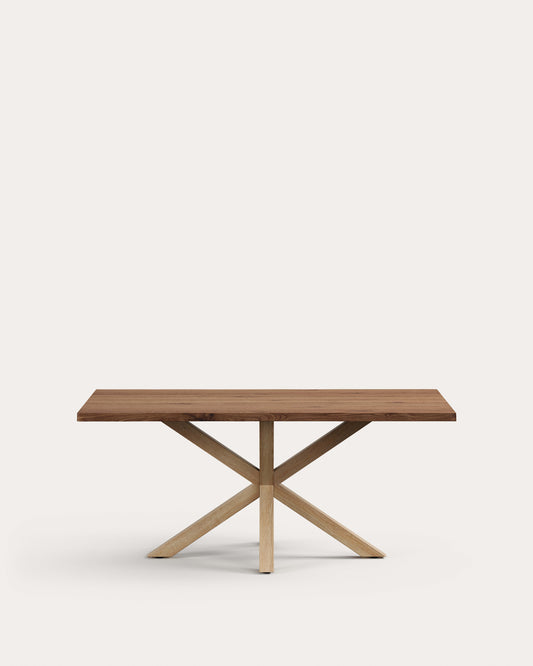 Table Argo en plaqué chêne vieilli et pieds en acier effet bois 180 x 100 cm