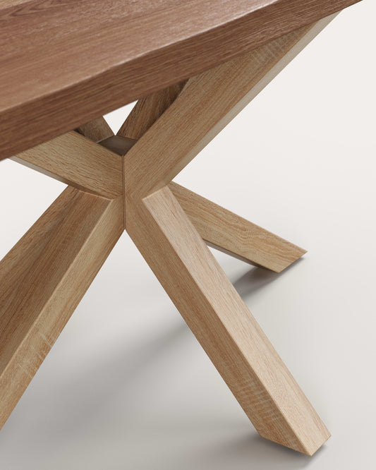 Table Argo en plaqué chêne vieilli et pieds en acier effet bois 220 x 100 cm