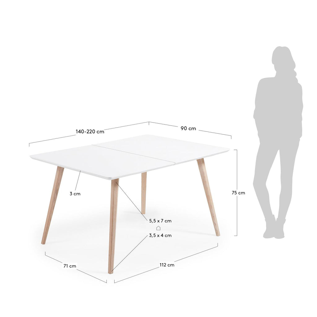 Table extensible Eunice 140 (220) x 90 cm + sac