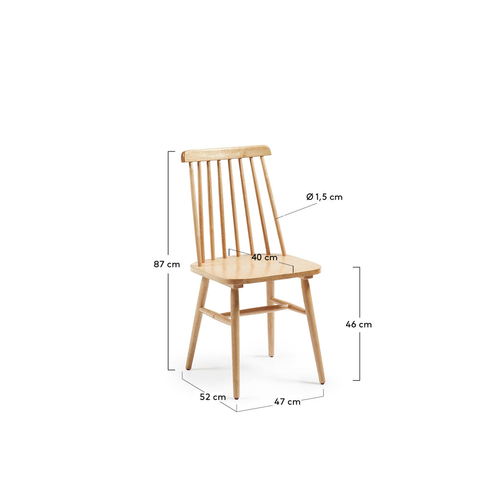 Chaise Tressia DM et bois d'hévéa laqué naturel